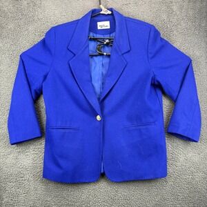 Katie Brooke Women Electric Blue‎ Wool Blend Blazer Jacket Size 12